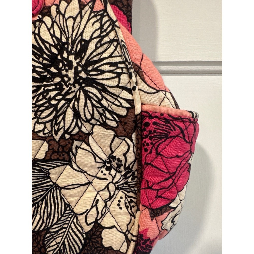 Vera Bradley Quilted Floral  Mocha Rouge Shoulder Bag Pink Brown Cream purse - Picture 3 of 9